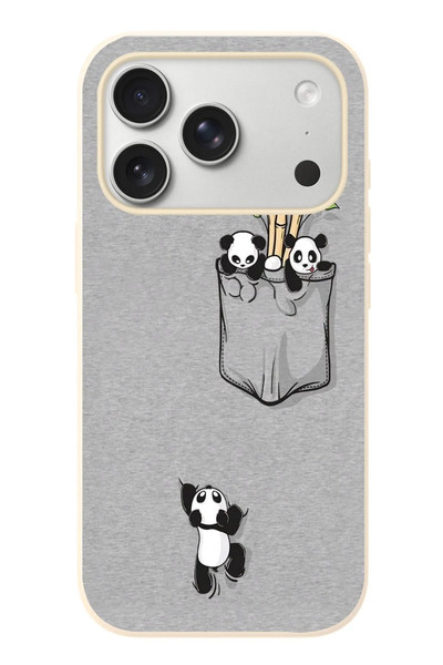 Le Balvo iPhone 17 Pro Uyumlu Cepli Panda Baskılı Silikon Kılıf