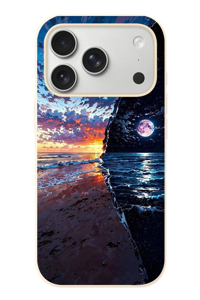 Le Balvo iPhone 17 Pro Uyumlu Deniz Günbatımı Baskılı Silikon Kılıf
