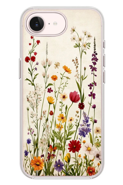 Le Balvo iPhone 17e Uyumlu Zarif Çiçekler Baskılı Silikon Kılıf