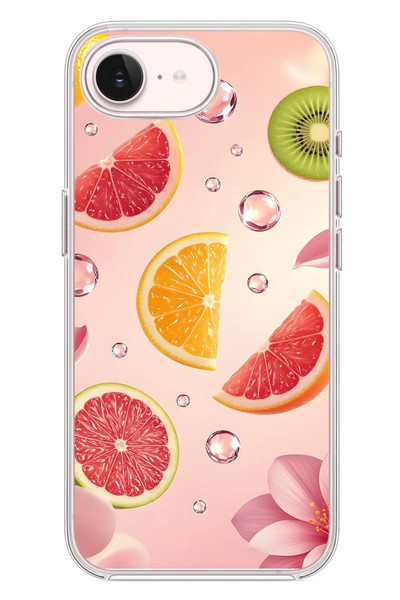 Le Balvo iPhone 17e Uyumlu Meyve Dilimleri Baskılı Silikon Kılıf
