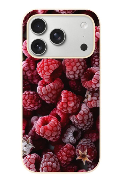 Le Balvo iPhone 17 Pro Uyumlu Ahududu Frambuaz Baskılı Silikon Kılıf