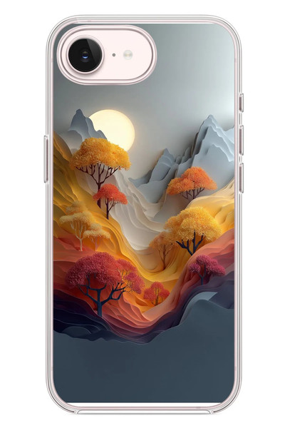 Le Balvo iPhone 17e Uyumlu Renk Dalgalı Manzara Baskılı Silikon Kılıf
