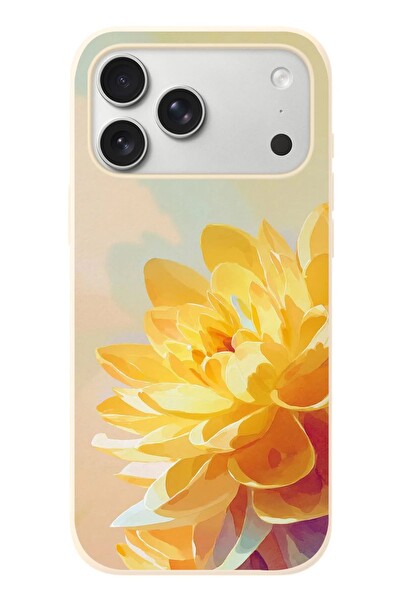 Le Balvo iPhone 17 Pro Max Uyumlu Sarı Çiçek Baskılı Silikon Kılıf