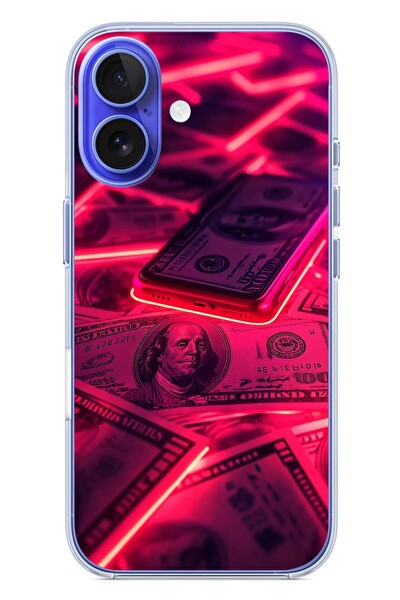 Le Balvo iPhone 16 Uyumlu Kızıl Dolarlar Baskılı Silikon Kılıf