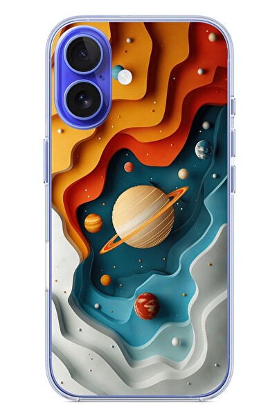 Le Balvo iPhone 16 Uyumlu Uzay Renk Paleti Baskılı Silikon Kılıf