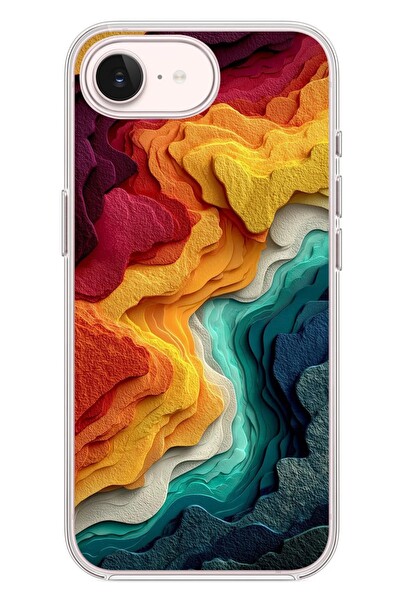 Le Balvo iPhone 17e Uyumlu Renk Dalgaları Baskılı Silikon Kılıf