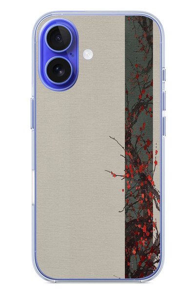 Le Balvo iPhone 16 Uyumlu Sade Sonbahar Sarmaşık Baskılı Silikon Kılıf