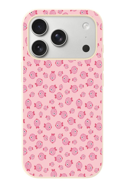 Le Balvo iPhone 17 Pro Uyumlu Pembe Balıklar Baskılı Silikon Kılıf