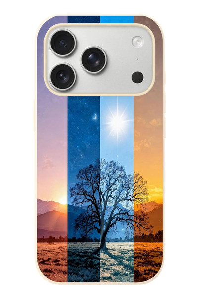 Le Balvo iPhone 17 Pro Uyumlu Gündoğumu Mevsimi Baskılı Silikon Kılıf