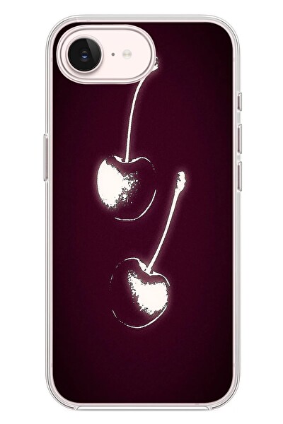 Le Balvo iPhone 17e Uyumlu İki Kiraz Baskılı Silikon Kılıf