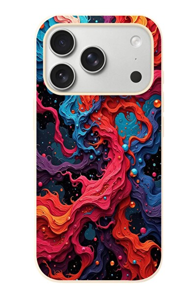 Le Balvo iPhone 17 Pro Uyumlu Dalgaların İz Karışımı Baskılı Silikon Kılıf