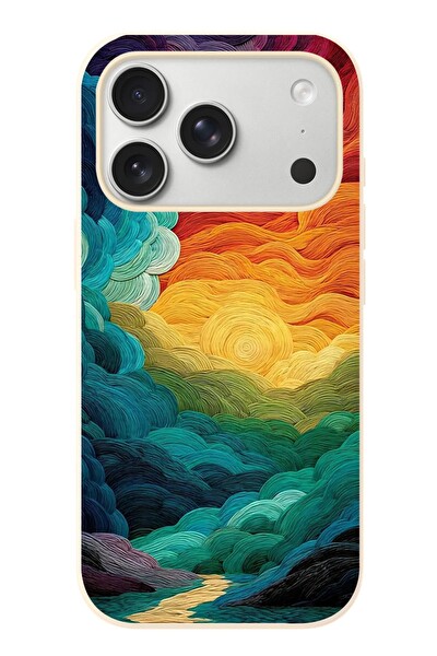 Le Balvo iPhone 17 Pro Uyumlu Gün Doğumu ve Batımı Baskılı Silikon Kılıf