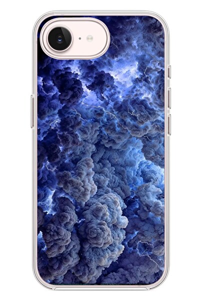 Le Balvo iPhone 17e Uyumlu Mor Bulutlar Baskılı Silikon Kılıf