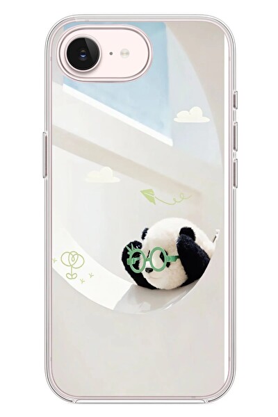 Le Balvo iPhone 17e Uyumlu Gözlüklü Panda Baskılı Silikon Kılıf