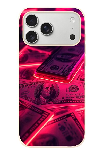 Le Balvo iPhone 17 Pro Max Uyumlu Kızıl Dolarlar Baskılı Silikon Kılıf