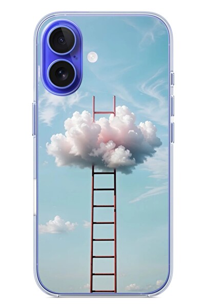 Le Balvo iPhone 16 Uyumlu Buluta Çıkan Merdiven Baskılı Silikon Kılıf