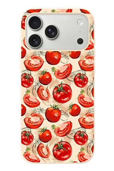 Le Balvo iPhone 17 Pro Max Uyumlu Domatesler Baskılı Silikon Kılıf