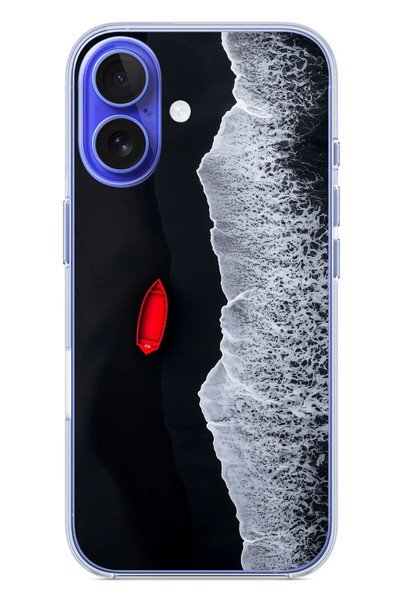 Le Balvo iPhone 16 Uyumlu Kırmızı Tekne Yalnız Baskılı Silikon Kılıf