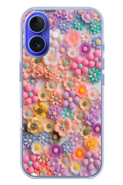Le Balvo iPhone 16 Uyumlu Çiçek Bükleleri Baskılı Silikon Kılıf