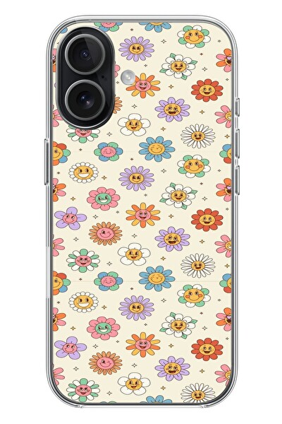 Le Balvo iPhone 17 Uyumlu Gülen Çiçekler Baskılı Silikon Kılıf