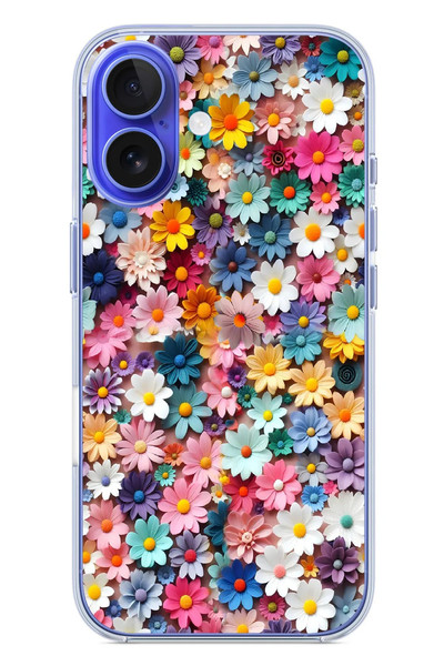 Le Balvo iPhone 16 Uyumlu Pastel Çiçekler Baskılı Silikon Kılıf
