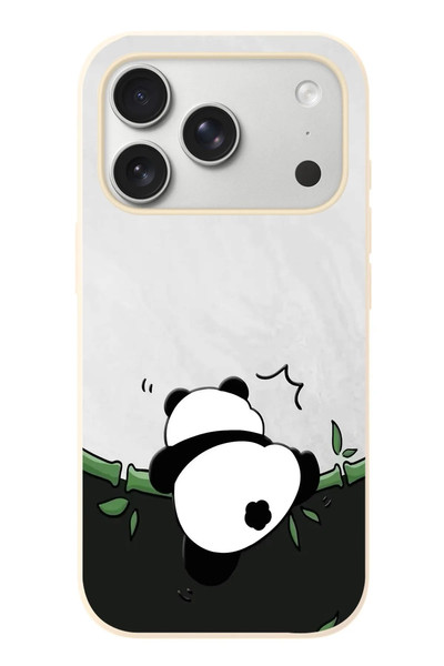 Le Balvo iPhone 17 Pro Uyumlu Bambuya Çıkan Panda Baskılı Silikon Kılıf