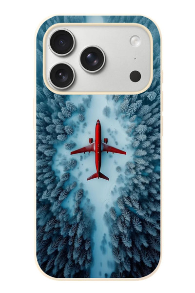 Le Balvo iPhone 17 Pro Uyumlu Kış Ortasında Uçak Baskılı Silikon Kılıf