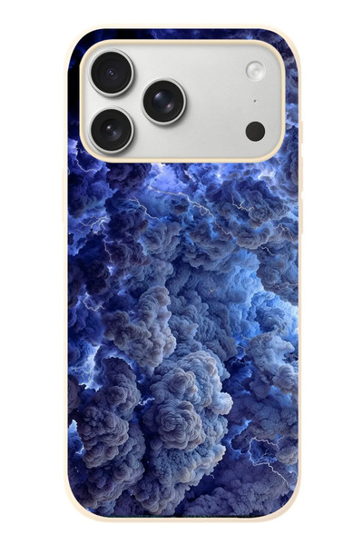 Le Balvo iPhone 17 Pro Max Uyumlu Mor Bulutlar Baskılı Silikon Kılıf