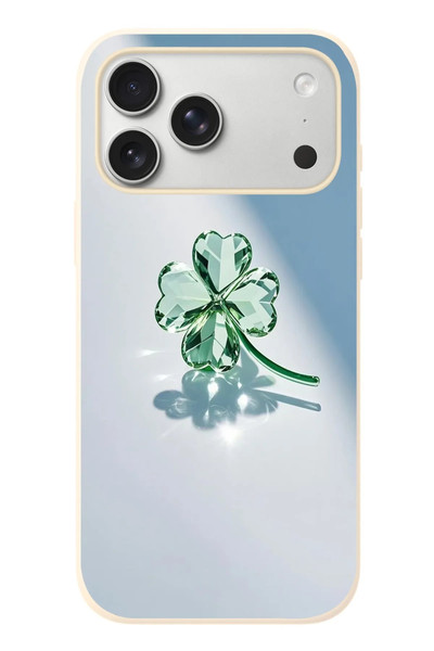 Le Balvo iPhone 17 Pro Max Uyumlu Yeşil Yonca Baskılı Silikon Kılıf