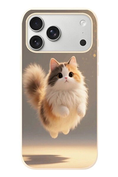Le Balvo iPhone 17 Pro Max Uyumlu Zıplayan Kedi Baskılı Silikon Kılıf