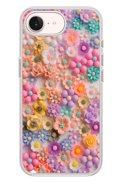 Le Balvo iPhone 17e Uyumlu Çiçek Bükleleri Baskılı Silikon Kılıf