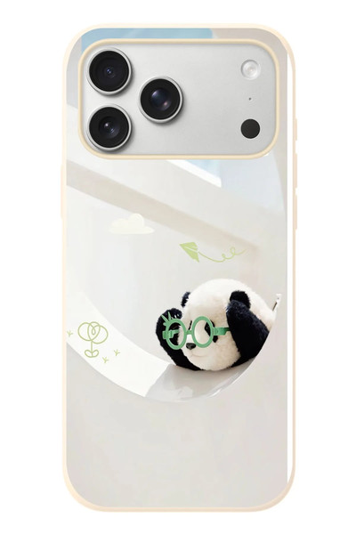 Le Balvo iPhone 17 Pro Max Uyumlu Gözlüklü Panda Baskılı Silikon Kılıf