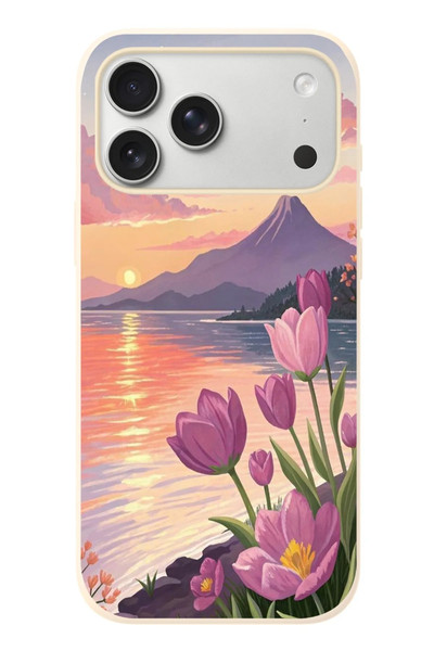 Le Balvo iPhone 17 Pro Max Uyumlu Çiçek Yağlı Boya Baskılı Silikon Kılıf