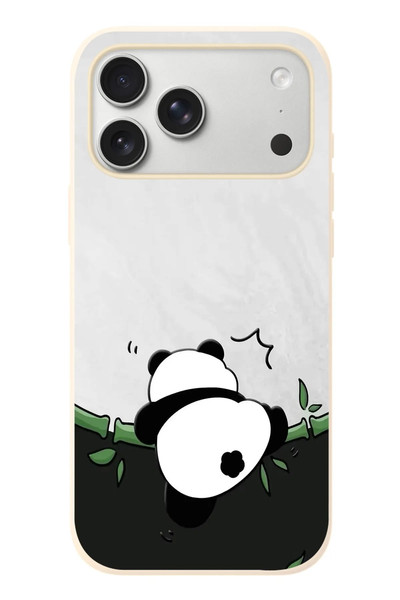 Le Balvo iPhone 17 Pro Max Uyumlu Bambuya Çıkan Panda Baskılı Silikon Kılıf