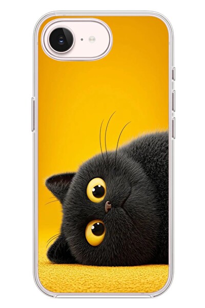 Le Balvo iPhone 17e Uyumlu Yan Bakan Siyah Kedi Baskılı Silikon Kılıf