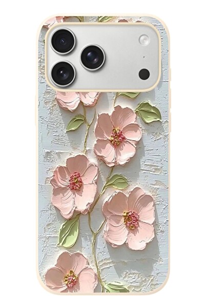 Le Balvo iPhone 17 Pro Max Uyumlu Gül Kurusu Baskılı Silikon Kılıf