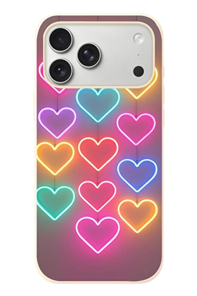 Le Balvo iPhone 17 Pro Max Uyumlu Neon Kalpler Baskılı Silikon Kılıf