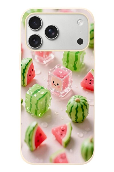 Le Balvo iPhone 17 Pro Max Uyumlu Buzlu Karpuz Baskılı Silikon Kılıf