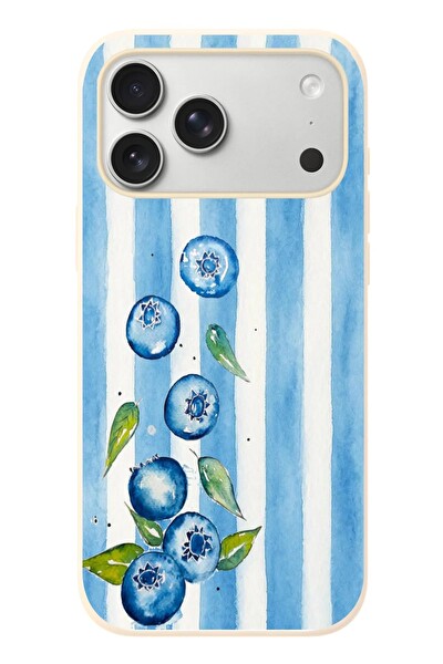 Le Balvo iPhone 17 Pro Max Uyumlu Yaban Mersinleri Baskılı Silikon Kılıf