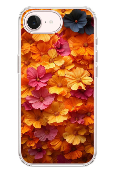 Le Balvo iPhone 17e Uyumlu Sarı Pembe Çiçekler Baskılı Silikon Kılıf