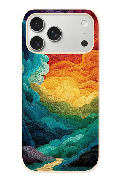 Le Balvo iPhone 17 Pro Max Uyumlu Gün Doğumu ve Batımı Baskılı Silikon Kılıf