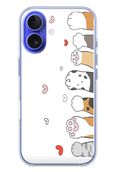 Le Balvo iPhone 16 Uyumlu Kedi Harekatı Patileri Baskılı Silikon Kılıf