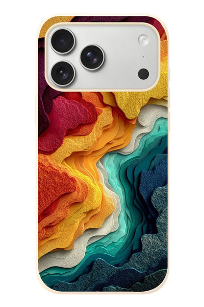 Le Balvo iPhone 17 Pro Max Uyumlu Renk Dalgaları Baskılı Silikon Kılıf