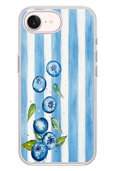 Le Balvo iPhone 17e Uyumlu Yaban Mersinleri Baskılı Silikon Kılıf