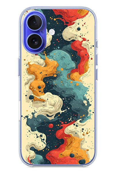 Le Balvo iPhone 16 Uyumlu Ahenkli Boya İzleri Baskılı Silikon Kılıf
