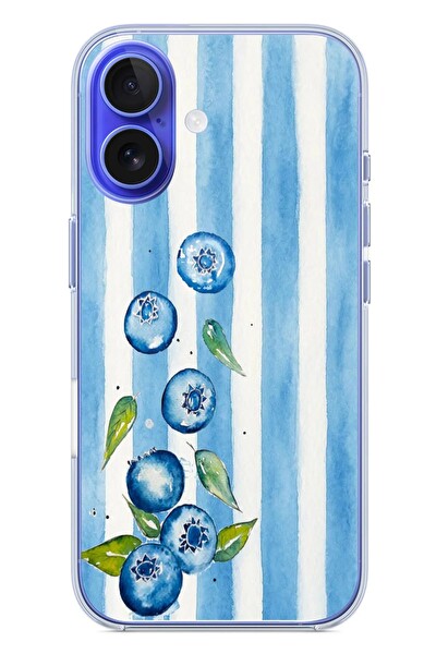 Le Balvo iPhone 16 Uyumlu Yaban Mersinleri Baskılı Silikon Kılıf