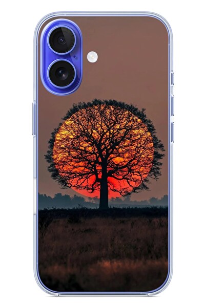 Le Balvo iPhone 16 Uyumlu Güneşe Denk Gelen Ağaç Baskılı Silikon Kılıf