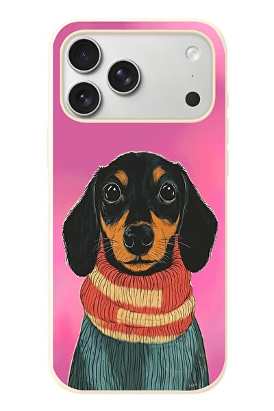 Le Balvo iPhone 17 Pro Max Uyumlu Sevimli Siyah Köpek Baskılı Silikon Kılıf