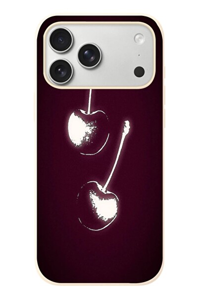 Le Balvo iPhone 17 Pro Max Uyumlu İki Kiraz Baskılı Silikon Kılıf