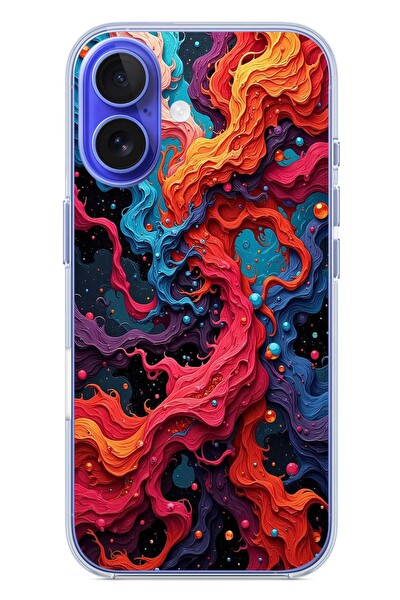 Le Balvo iPhone 16 Uyumlu Dalgaların İz Karışımı Baskılı Silikon Kılıf